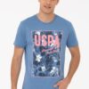 Lolida, فروش تیشرت مردانه آبی با کیفیت عالی و رنگ زیبا و طرح شیک و قیمت عمده ساخت برند US Polo Assn .